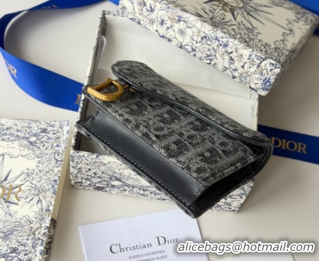 Good Product Dior Saddle Lotus Card Holder Wallet in Oblique Jacquard Black 0127021 2026