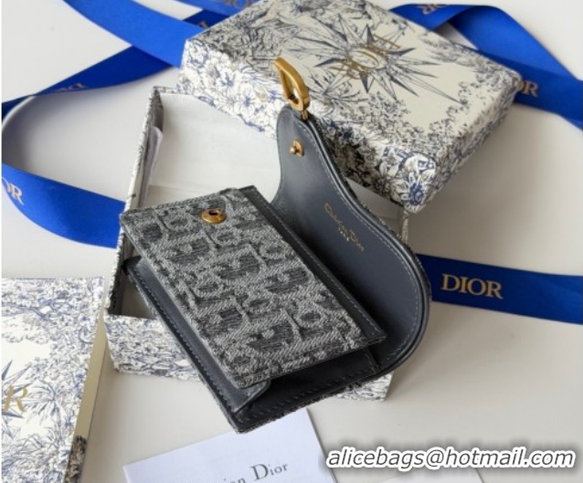 Good Product Dior Saddle Lotus Card Holder Wallet in Oblique Jacquard Black 0127021 2026