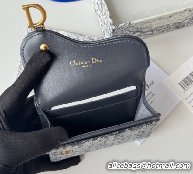 Good Product Dior Saddle Lotus Card Holder Wallet in Oblique Jacquard Black 0127021 2026
