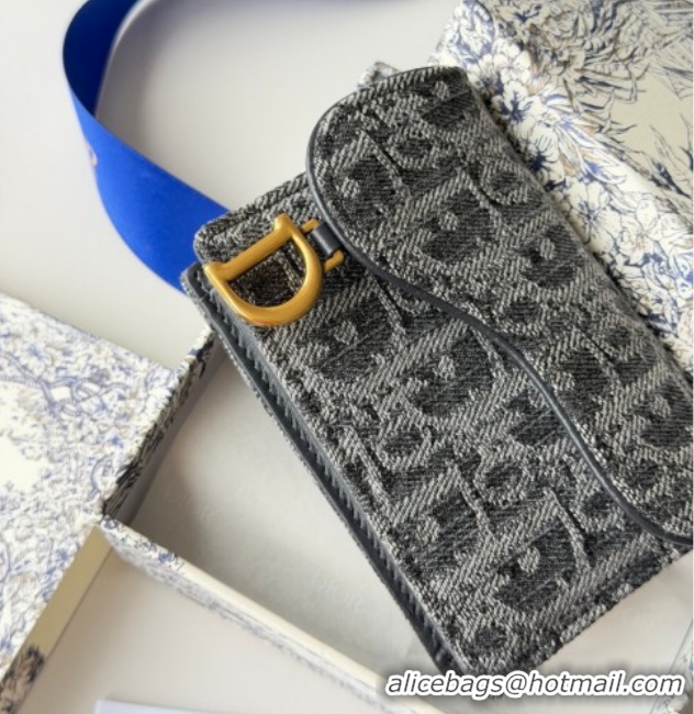 Good Product Dior Saddle Lotus Card Holder Wallet in Oblique Jacquard Black 0127021 2026