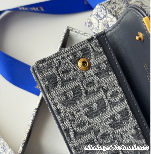 Good Product Dior Saddle Lotus Card Holder Wallet in Oblique Jacquard Black 0127021 2026