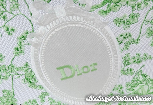 Cheap Price Dior Large Book Tote Bag in Green Multicolor Toile de Jouy Clover Embroidery and White Dior Médaillon 012702