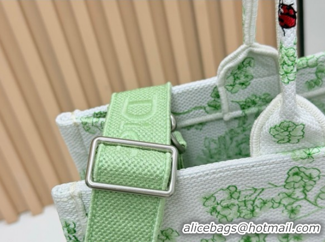 Cheap Price Dior Large Book Tote Bag in Green Multicolor Toile de Jouy Clover Embroidery and White Dior Médaillon 012702