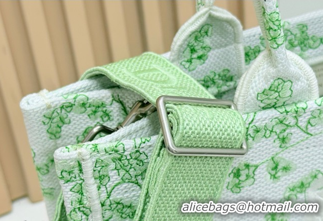 Cheap Dior Medium Book Tote Bag in Green Multicolor Toile de Jouy Clover Embroidery and White Dior Médaillon 0127024 202