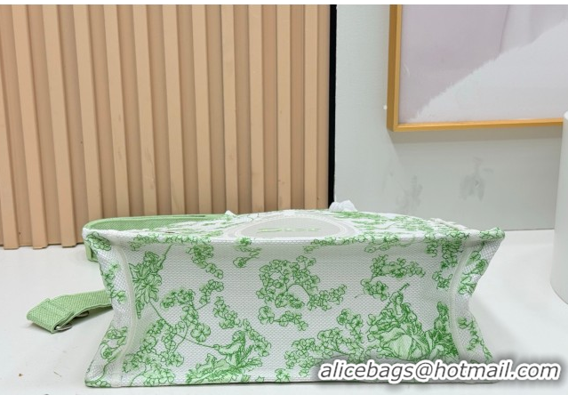Cheap Dior Medium Book Tote Bag in Green Multicolor Toile de Jouy Clover Embroidery and White Dior Médaillon 0127024 202