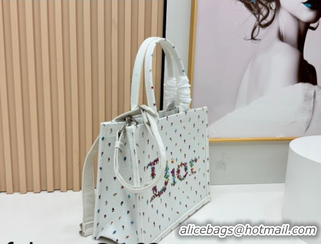 Popular Style Dior Medium Book Tote Bag in White Multicolor Revolution Flowers Embroidery 0127026 2026
