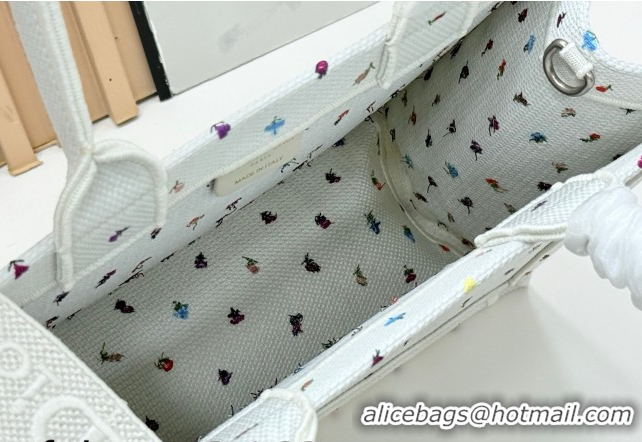 Popular Style Dior Medium Book Tote Bag in White Multicolor Revolution Flowers Embroidery 0127026 2026