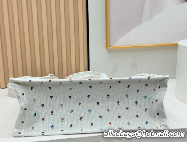 Popular Style Dior Medium Book Tote Bag in White Multicolor Revolution Flowers Embroidery 0127026 2026