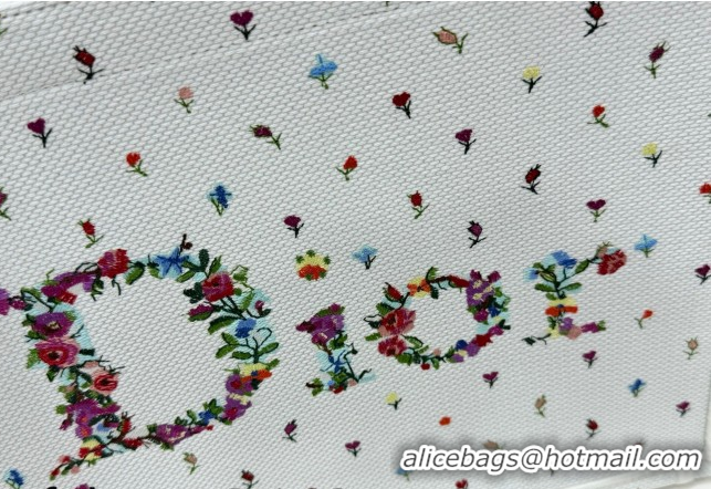 Popular Style Dior Medium Book Tote Bag in White Multicolor Revolution Flowers Embroidery 0127026 2026