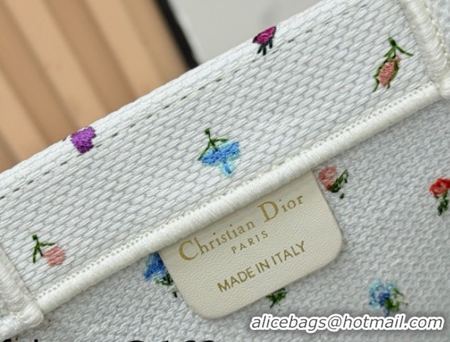 Popular Style Dior Medium Book Tote Bag in White Multicolor Revolution Flowers Embroidery 0127026 2026