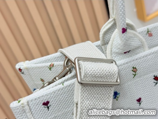 Buy Fashionable Dior Large Book Tote Bag in White Multicolor Revolution Flowers Embroidery 0127025 2026