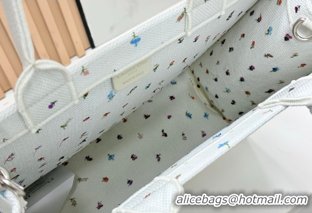 Buy Fashionable Dior Large Book Tote Bag in White Multicolor Revolution Flowers Embroidery 0127025 2026