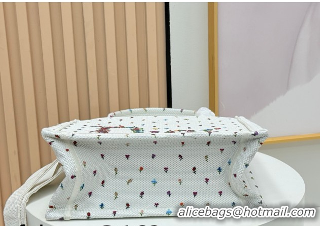 Shop Cheap Dior Small Book Tote Bag in White Multicolor Revolution Flowers Embroidery 0127027 2026