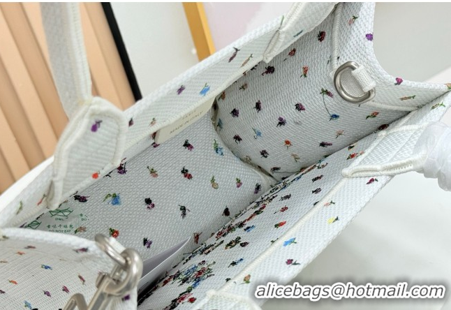 Shop Cheap Dior Small Book Tote Bag in White Multicolor Revolution Flowers Embroidery 0127027 2026