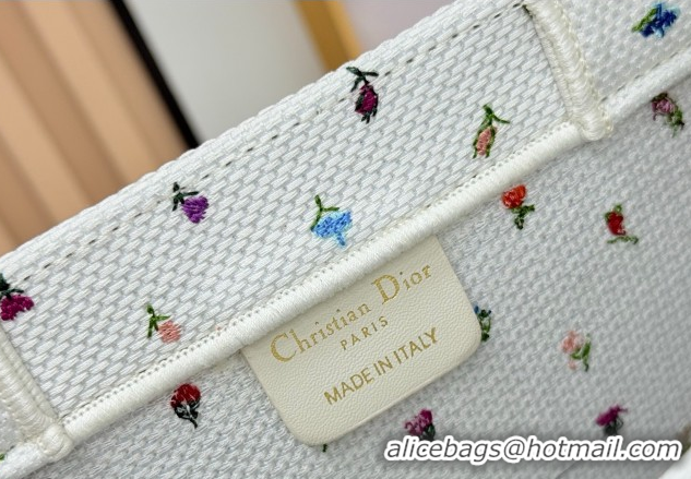 Shop Cheap Dior Small Book Tote Bag in White Multicolor Revolution Flowers Embroidery 0127027 2026