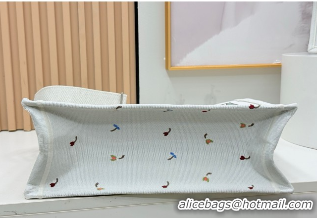 Buy Luxury Dior Large Book Tote Bag in White Multicolor Revolution Flowers Embroidery 0127028 2026