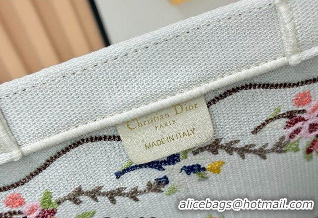 Buy Luxury Dior Large Book Tote Bag in White Multicolor Revolution Flowers Embroidery 0127028 2026