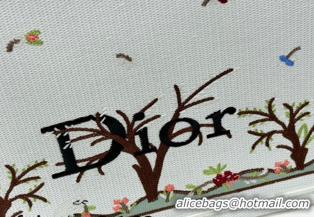Good Quality Dior Medium Book Tote Bag in White Multicolor Revolution Flowers Embroidery 0127029 2026