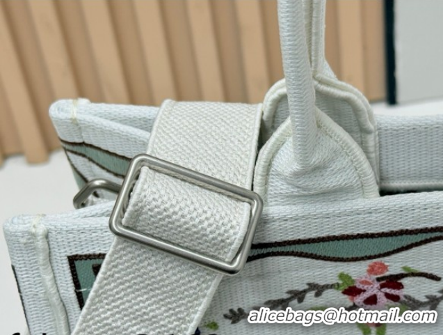 Good Quality Dior Medium Book Tote Bag in White Multicolor Revolution Flowers Embroidery 0127029 2026