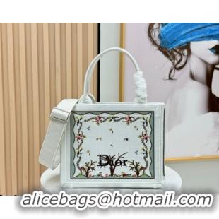 Pretty Style Dior Small Book Tote Bag in White Multicolor Revolution Flowers Embroidery 0127030 2026