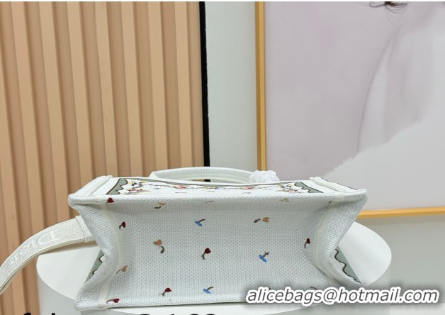 Pretty Style Dior Small Book Tote Bag in White Multicolor Revolution Flowers Embroidery 0127030 2026