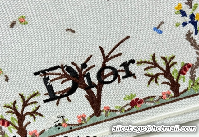 Pretty Style Dior Small Book Tote Bag in White Multicolor Revolution Flowers Embroidery 0127030 2026