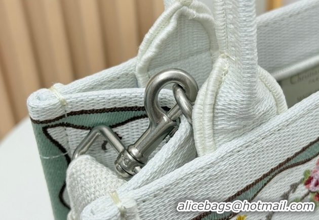 Pretty Style Dior Small Book Tote Bag in White Multicolor Revolution Flowers Embroidery 0127030 2026