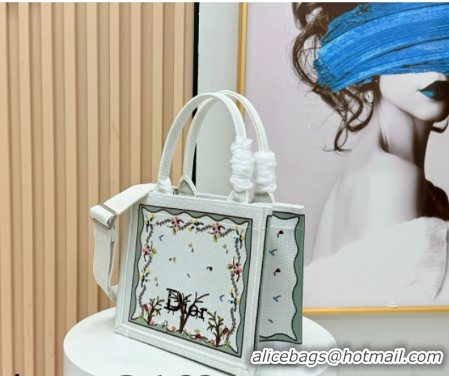Pretty Style Dior Small Book Tote Bag in White Multicolor Revolution Flowers Embroidery 0127030 2026