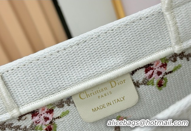 Pretty Style Dior Small Book Tote Bag in White Multicolor Revolution Flowers Embroidery 0127030 2026