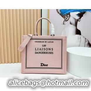 Best Product Dior Large Book Tote Bag in Light Pink Book Cover Embroidery 0127031 2026