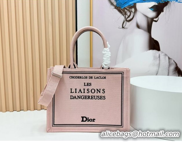 Grade Quality Dior Medium Book Tote Bag in Light Pink Book Cover Embroidery 0127032 2026
