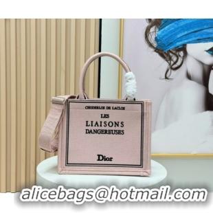 Best Grade Dior Small Book Tote Bag in Light Pink Book Cover Embroidery 0127033 2026