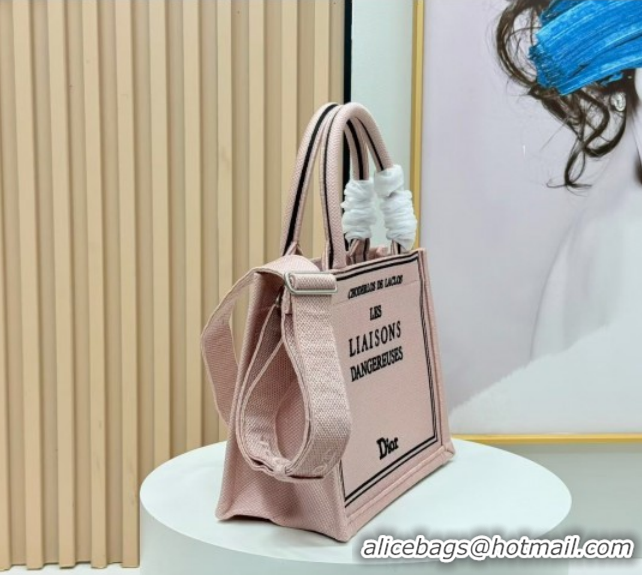 Best Grade Dior Small Book Tote Bag in Light Pink Book Cover Embroidery 0127033 2026