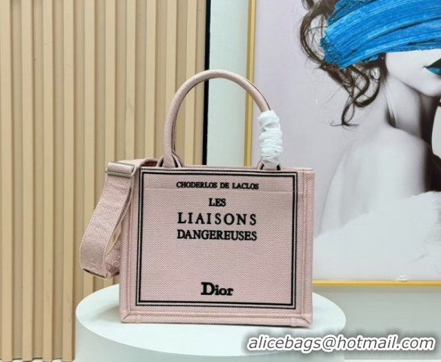 Best Grade Dior Small Book Tote Bag in Light Pink Book Cover Embroidery 0127033 2026