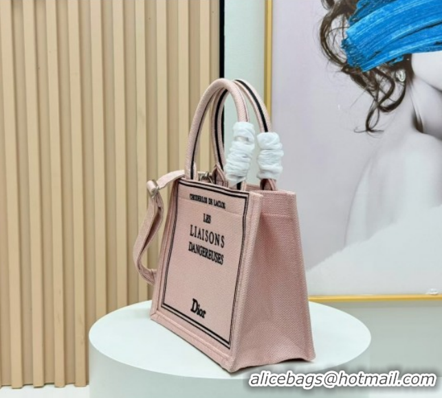 Best Grade Dior Small Book Tote Bag in Light Pink Book Cover Embroidery 0127033 2026