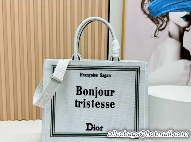 Good Looking Dior Large Book Tote Bag in White Book Cover Embroidery 0127034 2026