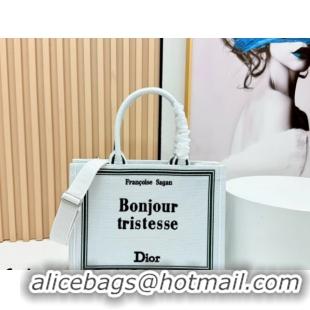 Low Price Dior Medium Book Tote Bag in White Book Cover Embroidery 0127035 2026