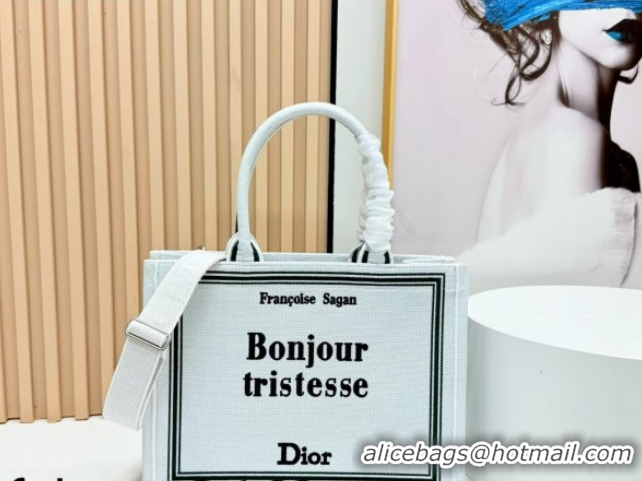 Low Price Dior Medium Book Tote Bag in White Book Cover Embroidery 0127035 2026