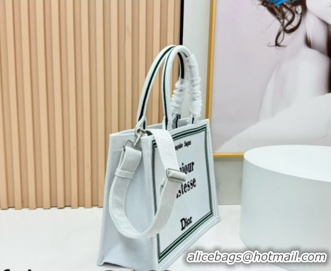 Low Price Dior Medium Book Tote Bag in White Book Cover Embroidery 0127035 2026