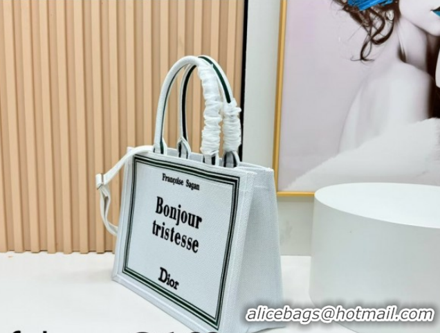 Low Price Dior Medium Book Tote Bag in White Book Cover Embroidery 0127035 2026
