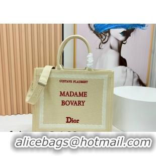 Good Quality Dior Large Book Tote Bag in Beige Yellow Book Cover Embroidery 0127037 2026