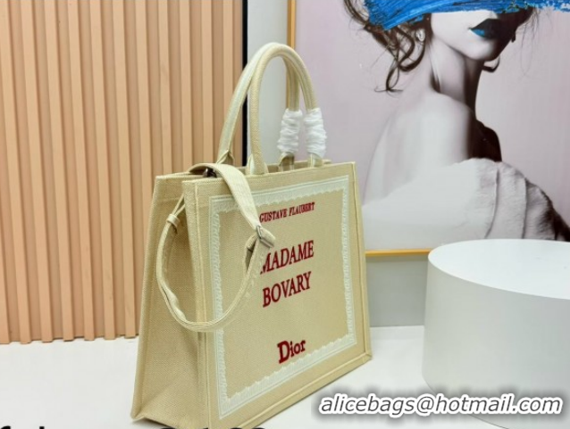 Good Quality Dior Large Book Tote Bag in Beige Yellow Book Cover Embroidery 0127037 2026