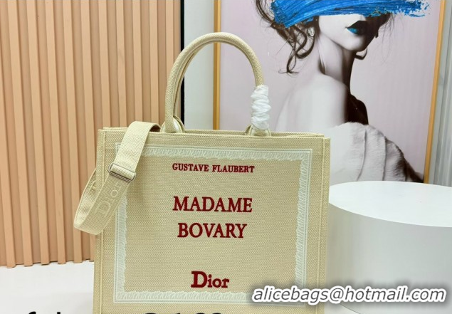 Good Quality Dior Large Book Tote Bag in Beige Yellow Book Cover Embroidery 0127037 2026