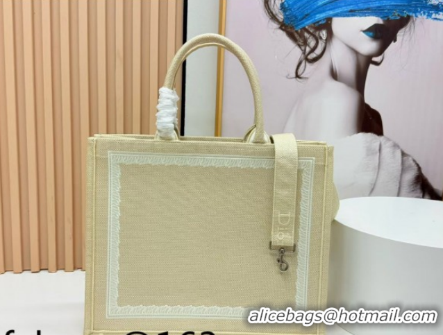 Good Quality Dior Large Book Tote Bag in Beige Yellow Book Cover Embroidery 0127037 2026