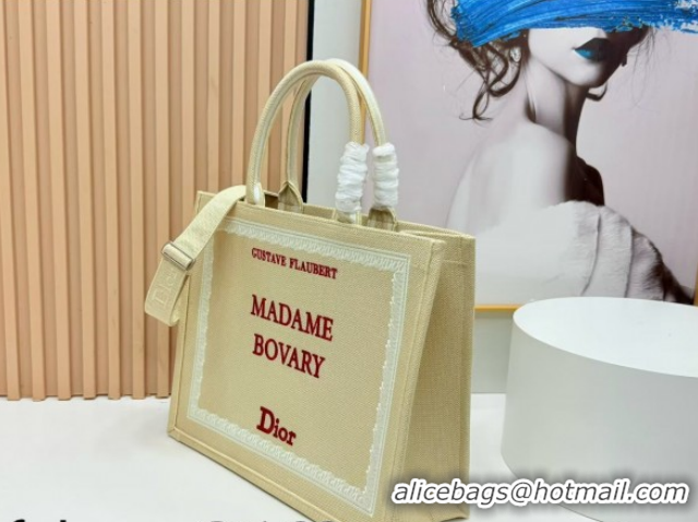 Good Quality Dior Large Book Tote Bag in Beige Yellow Book Cover Embroidery 0127037 2026
