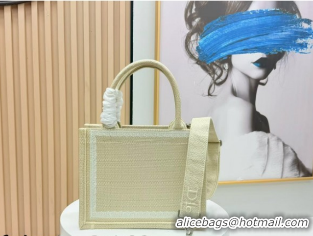 Best Price Dior Small Book Tote Bag in Beige Yellow Book Cover Embroidery 0127039 2026
