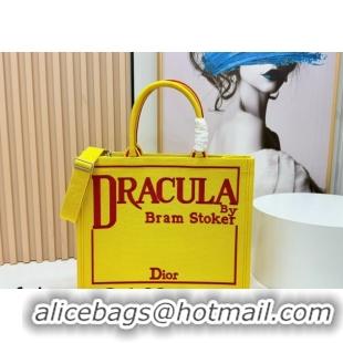 Top Grade Dior Large Book Tote Bag in Yellow and Red Book Cover Embroidery 0127040 2026