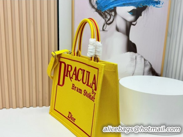 Top Grade Dior Large Book Tote Bag in Yellow and Red Book Cover Embroidery 0127040 2026