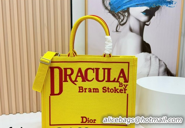 Top Grade Dior Large Book Tote Bag in Yellow and Red Book Cover Embroidery 0127040 2026