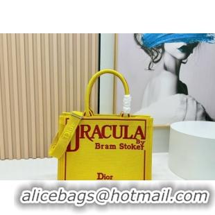 Purchase Dior Medium Book Tote Bag in Yellow and Red Book Cover Embroidery 0127041 2026